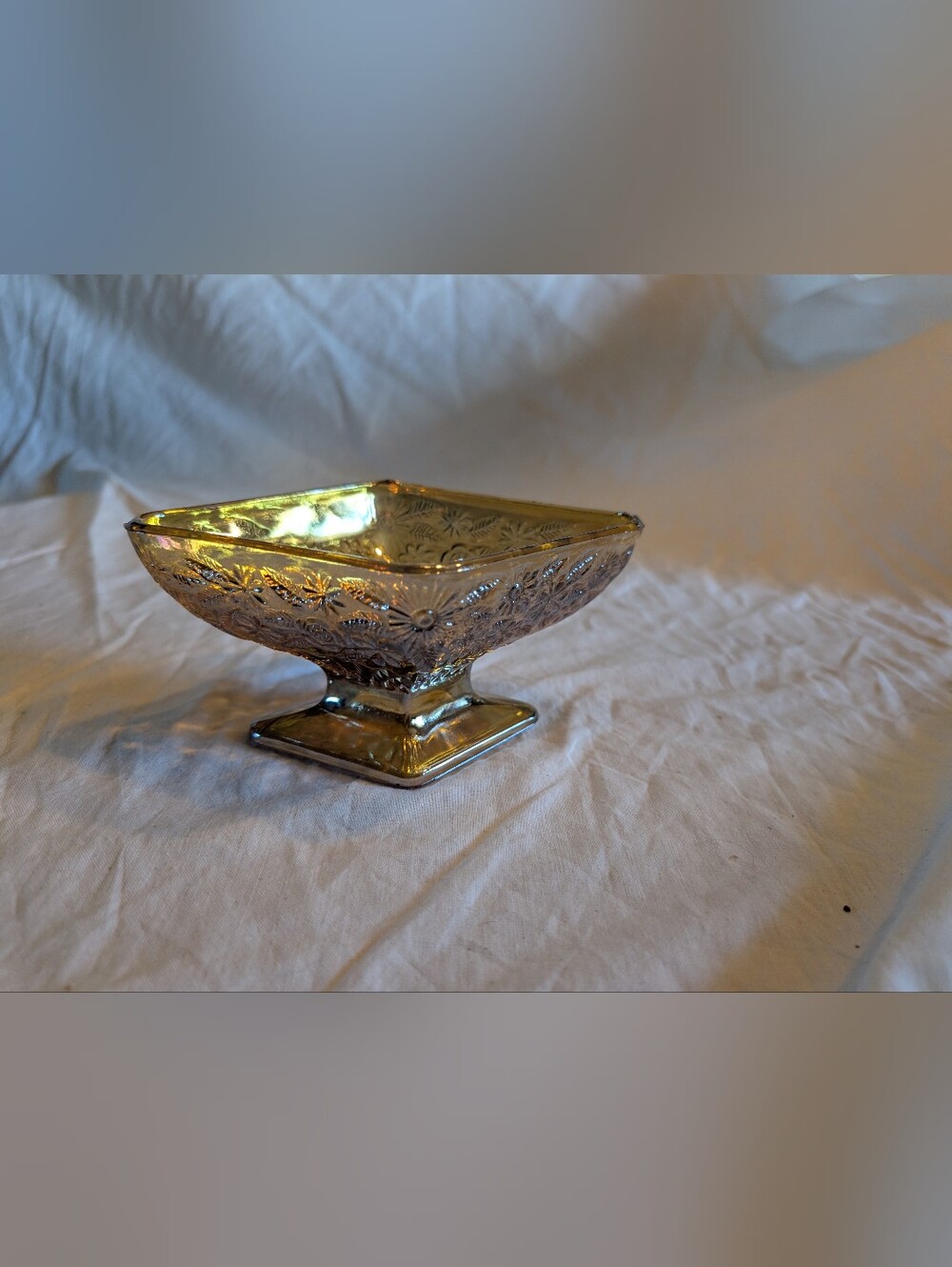 RESERVE Indiana Glass Gold Pressed-Glass Pedestal Bowl